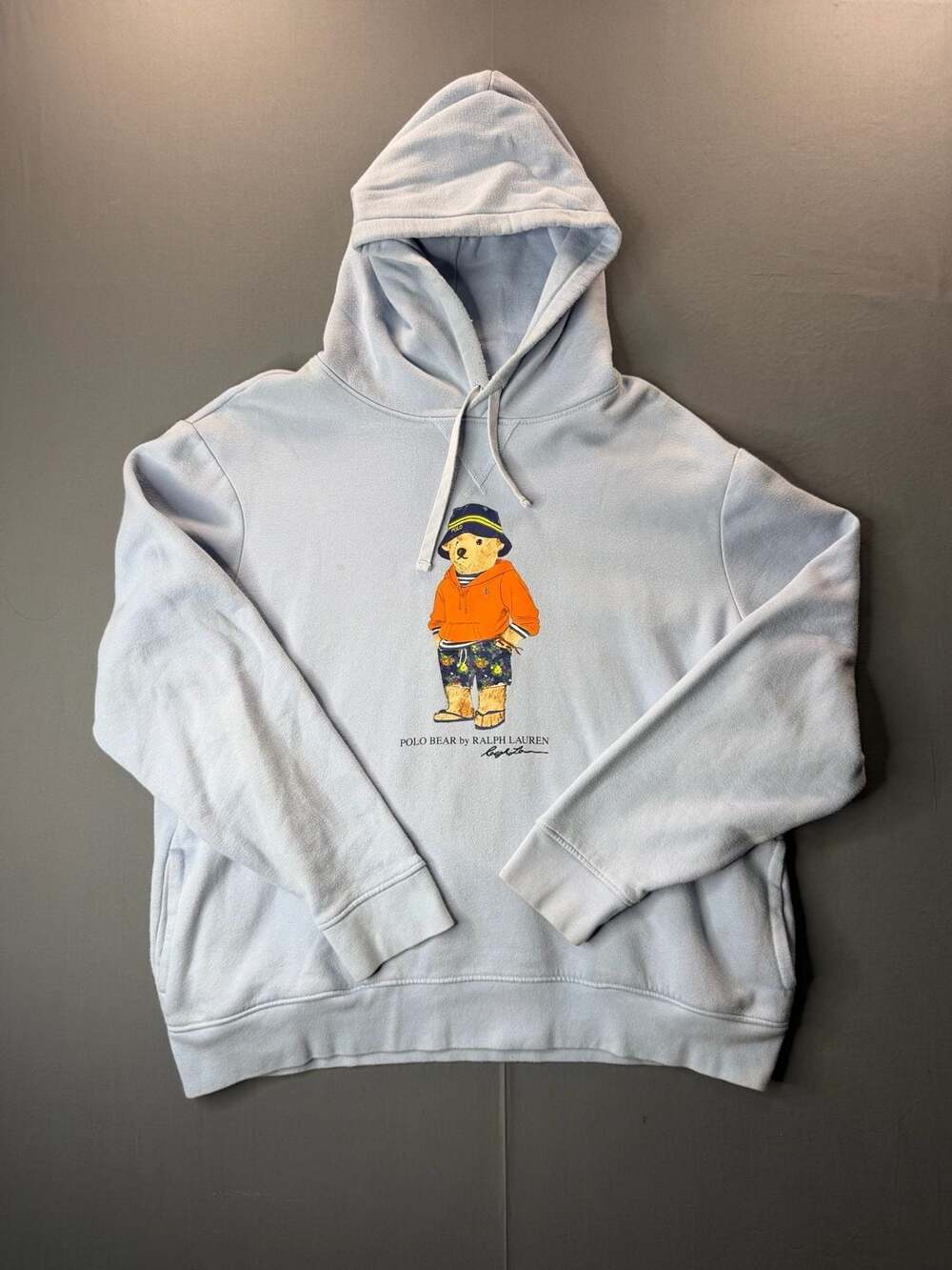 Polo Ralph Lauren Men's Light Blue Beach Bear Fleece Hoodie XL